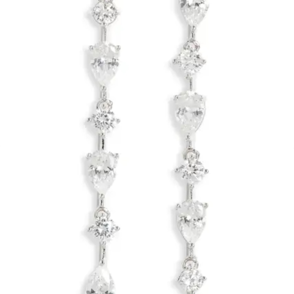 Nordstrom Solitaire Pear Shaped Cubic Zirconia Glam Linear Drop Earrings::NEW:: - Picture 6 of 6